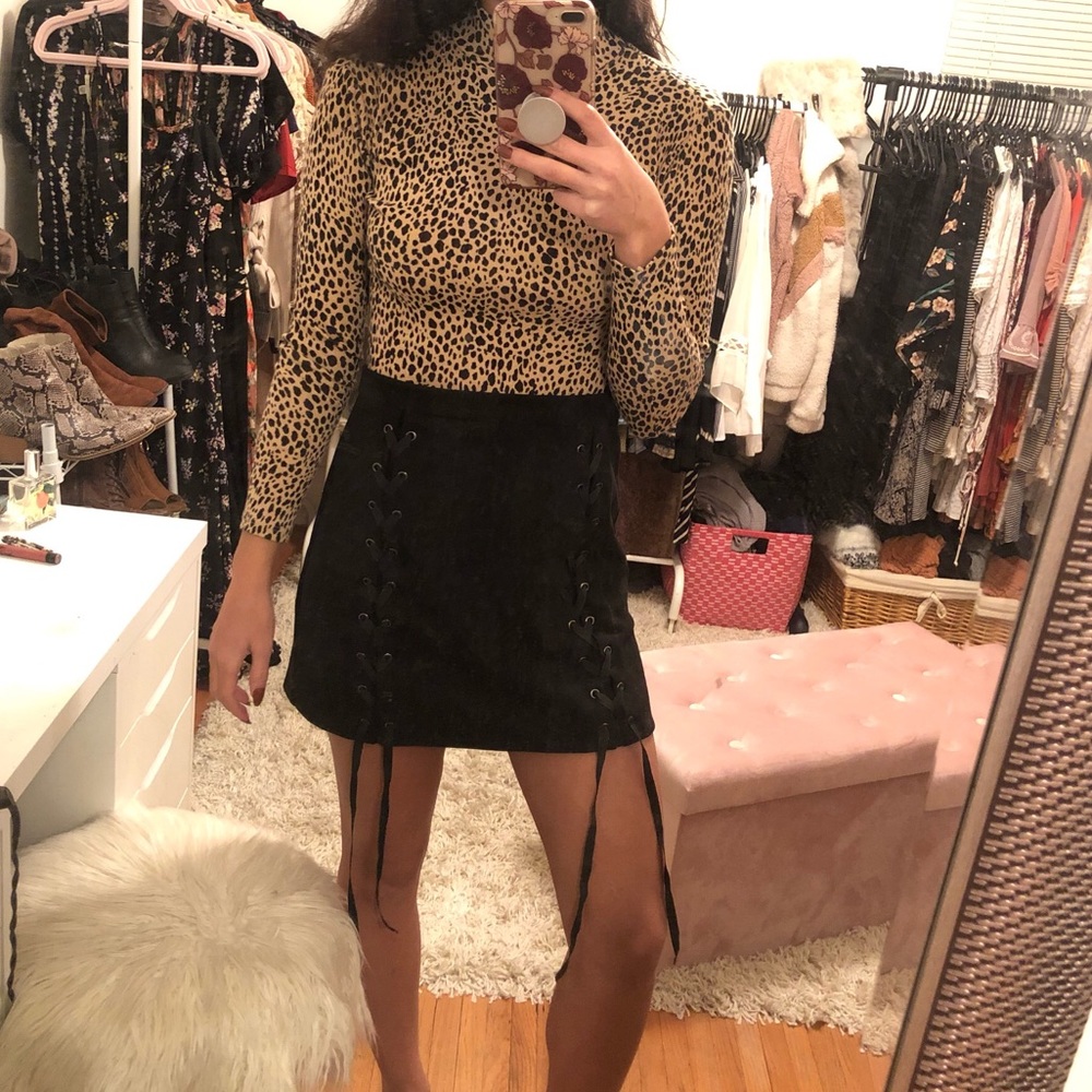 Showpo Suede Lace-Up Skirt NWT